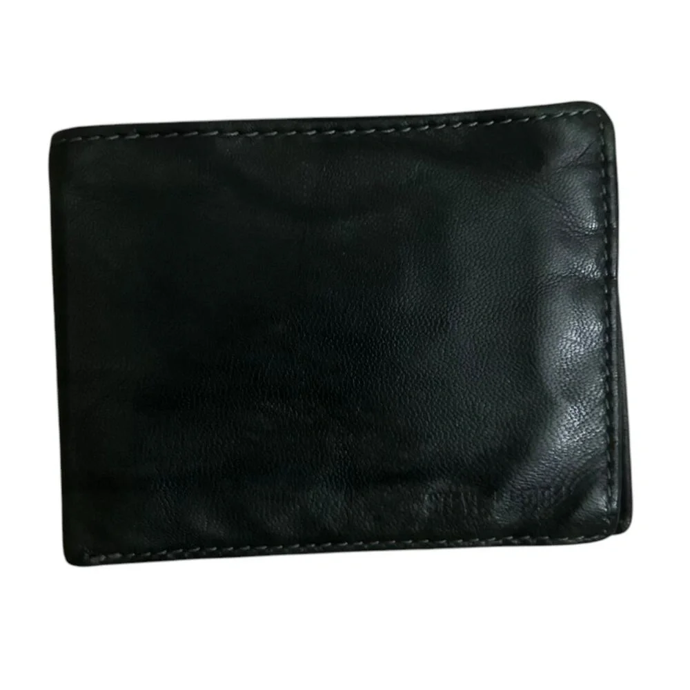 Steve Madden Black Leather Bifold Wallet
